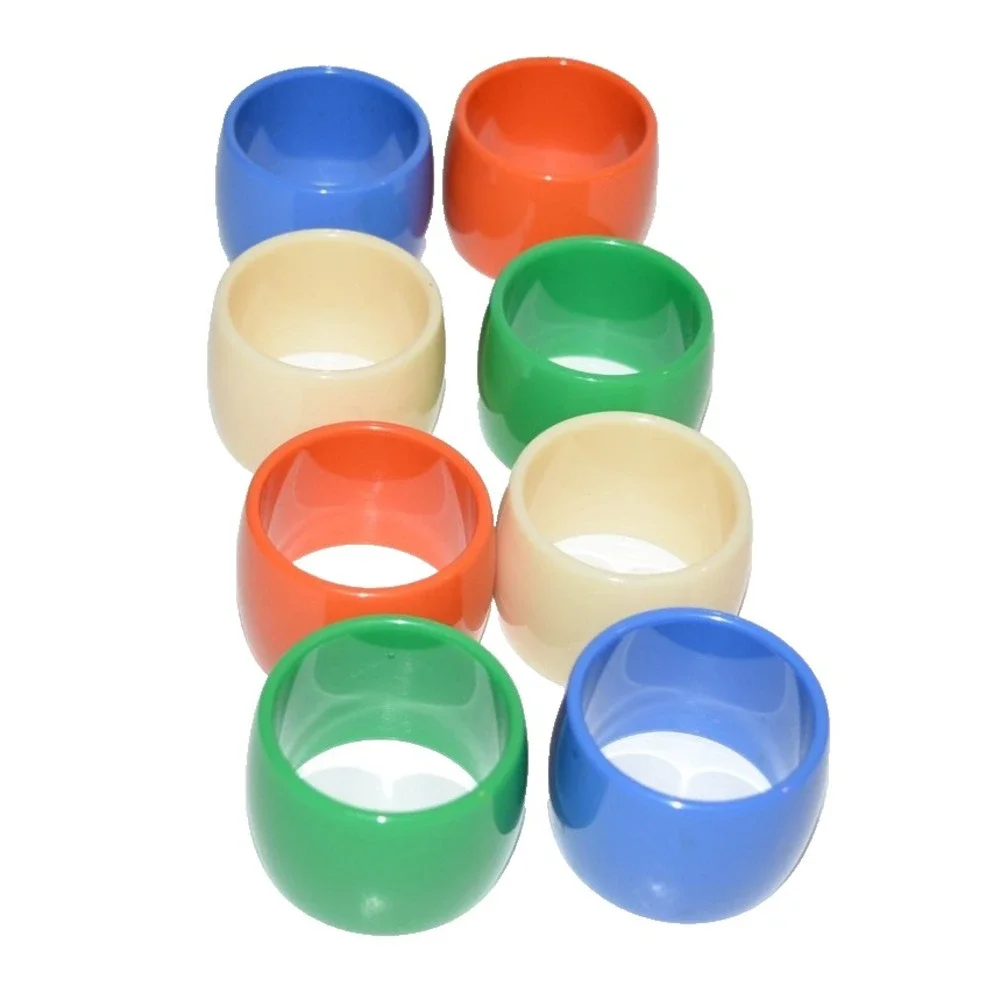 Vtg round Napkin Rings Plastic Multicolor Retro MMC Set Of 8 Bold colors